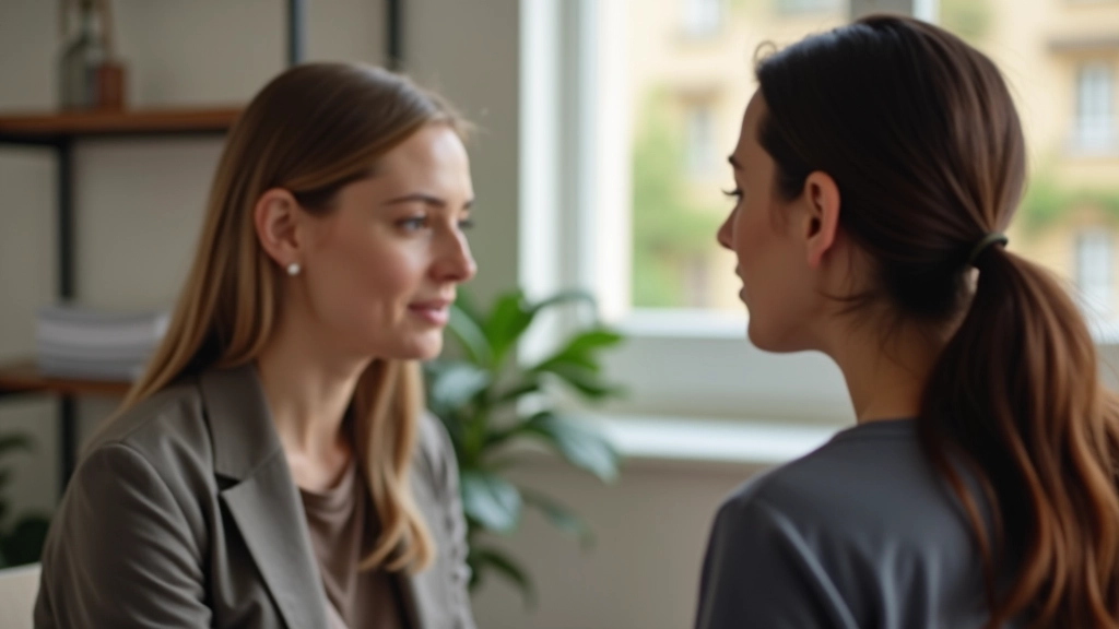 Deux personnes en conversation attentive, l'une écoutant l'autre avec concentration et empathie visible