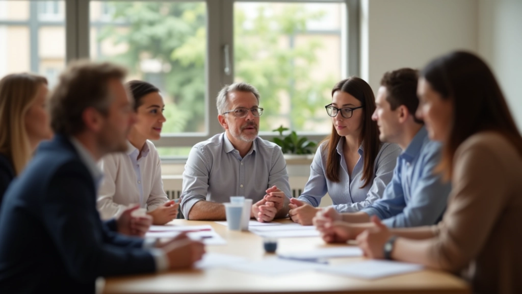 Atelier de communication interpersonnelle en France avec participants en discussion constructive