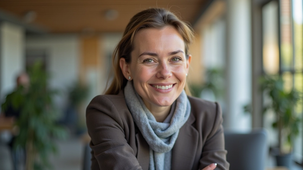 Femme professionnelle qui communique avec confiance dans un environnement de travail moderne